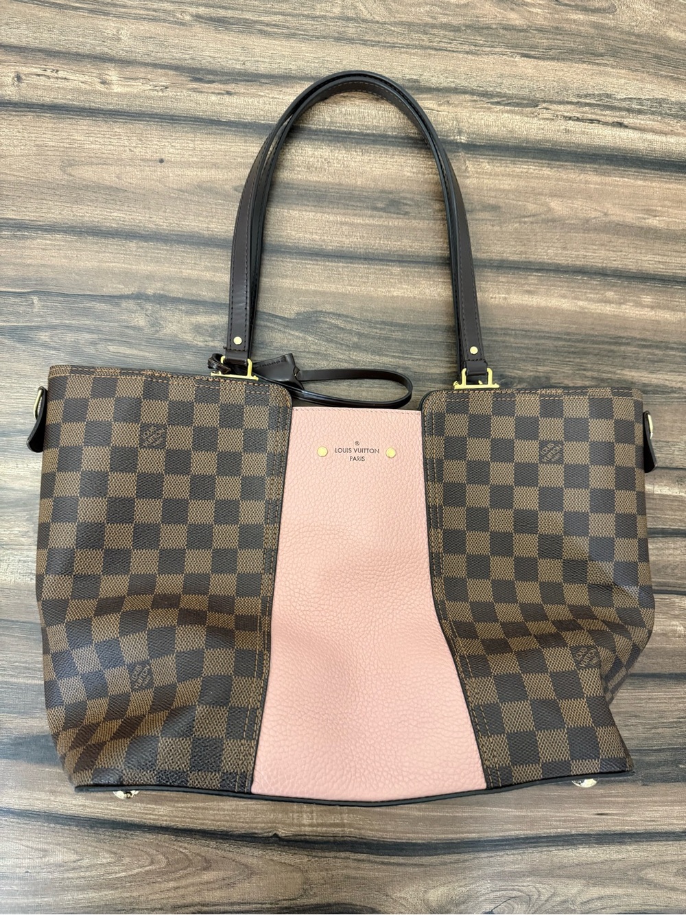 Louis Vuitton Damier Ebene Tote with Pink Center Panel - Picture 14 of 15